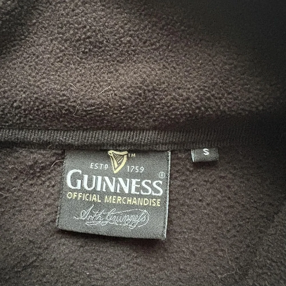 Guinness‎ Fleece Jacket Mens Small Black Full Zip Beer Logo Official Merchandise